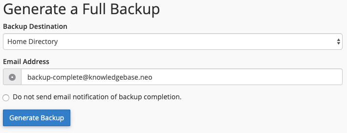 Generate a full backup