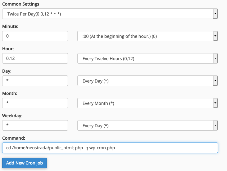 WordPress cronjob example