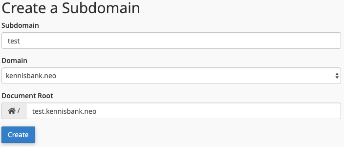 Create a subdomain