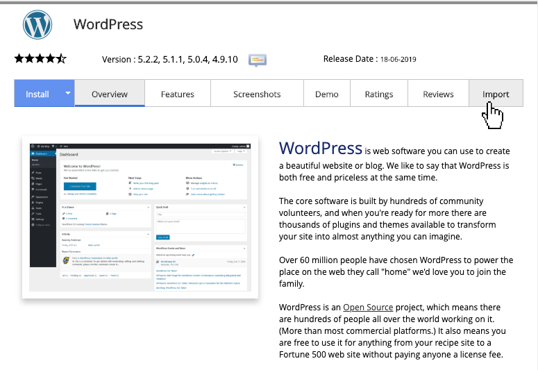WordPress import