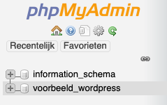 phpMyAdmin databases