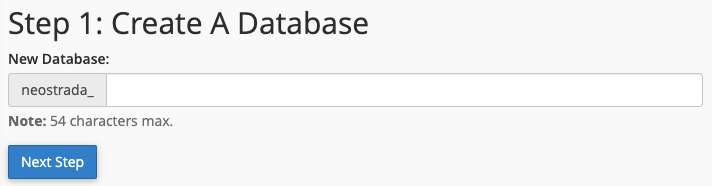 Step 1 create database